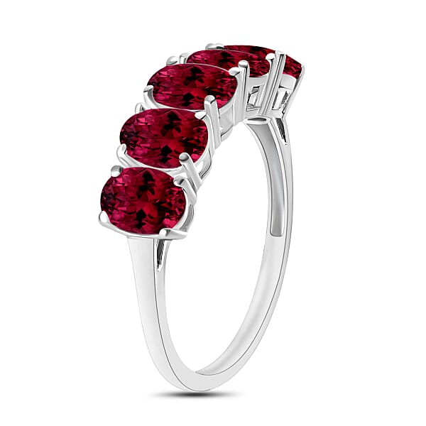 Rhapsody 950 Platinum AAAA Ouro Fino Rubellite 5 Stone Ring 5.50 Grams 4.00 Ctw (Del. In 10-12 Days)