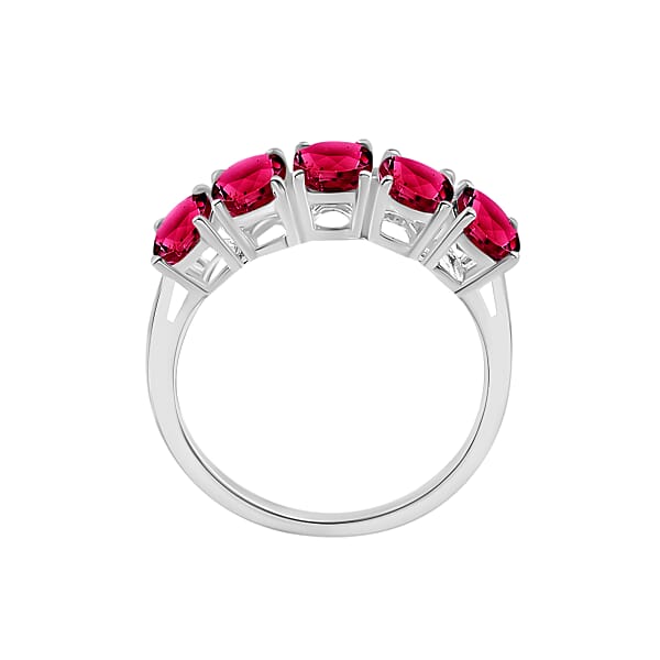 Rhapsody 950 Platinum AAAA Ouro Fino Rubellite 5 Stone Ring 5.50 Grams 4.00 Ctw (Del. In 10-12 Days)