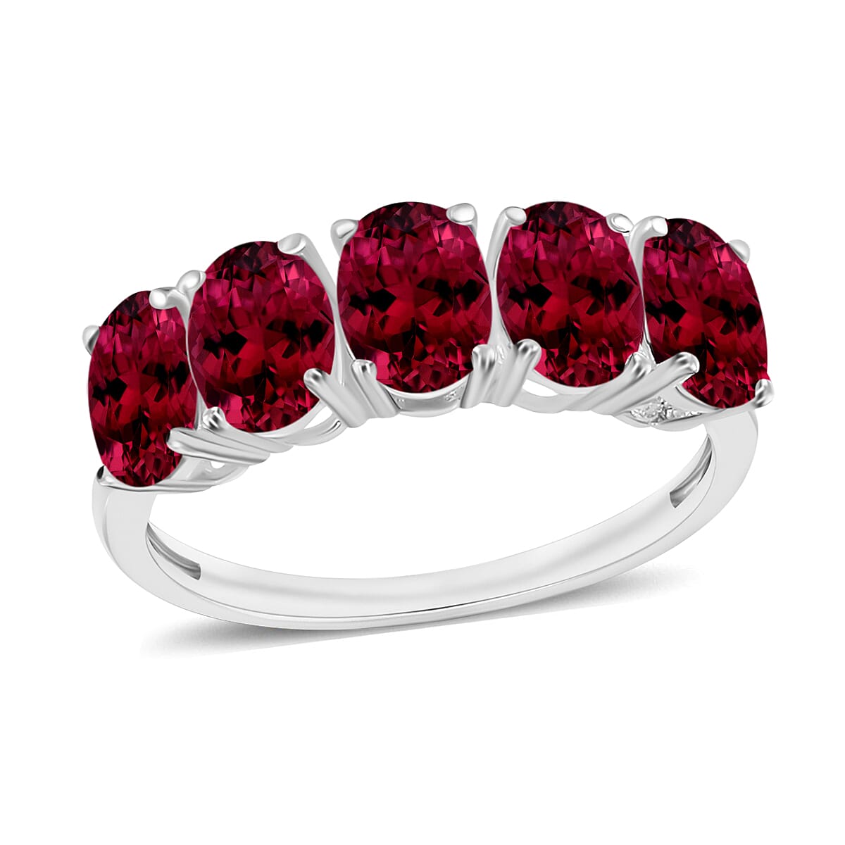 Rhapsody 950 Platinum AAAA Ouro Fino Rubellite 5 Stone Ring 5.50 Grams 4.00 ctw (Del. in 10-12 Days)