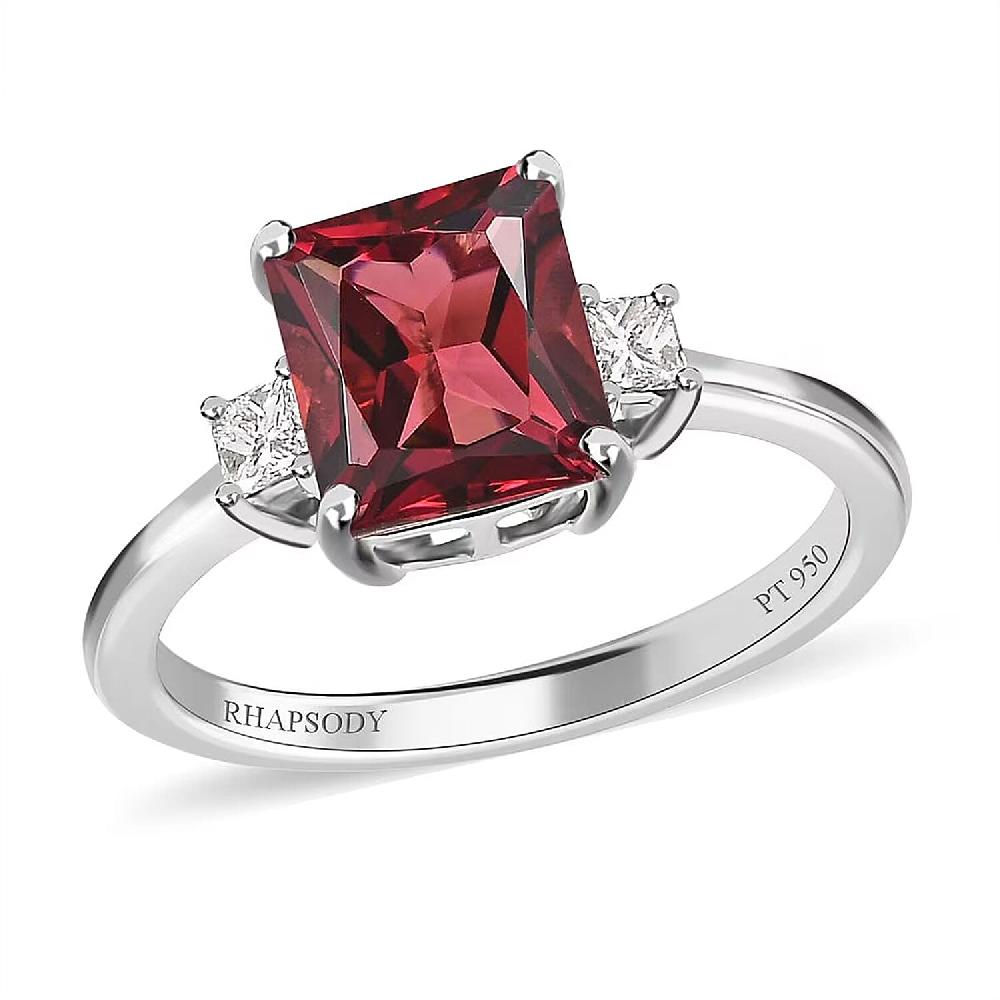 Rhapsody 950 Platinum AAAA Ouro Fino Rubellite and E-F VS White Diamond Ring 2.50 ctw