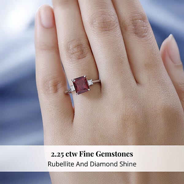 Rhapsody 950 Platinum AAAA Ouro Fino Rubellite And E-F VS White Diamond Ring 2.25 Ctw