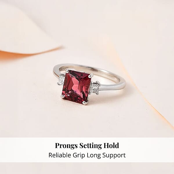 Rhapsody 950 Platinum AAAA Ouro Fino Rubellite And E-F VS White Diamond Ring 2.25 Ctw