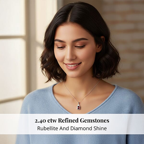 Rhapsody 950 Platinum AAAA Ouro Fino Rubellite And E-F VS Diamond Pendant Without Chain 2.40 Ctw