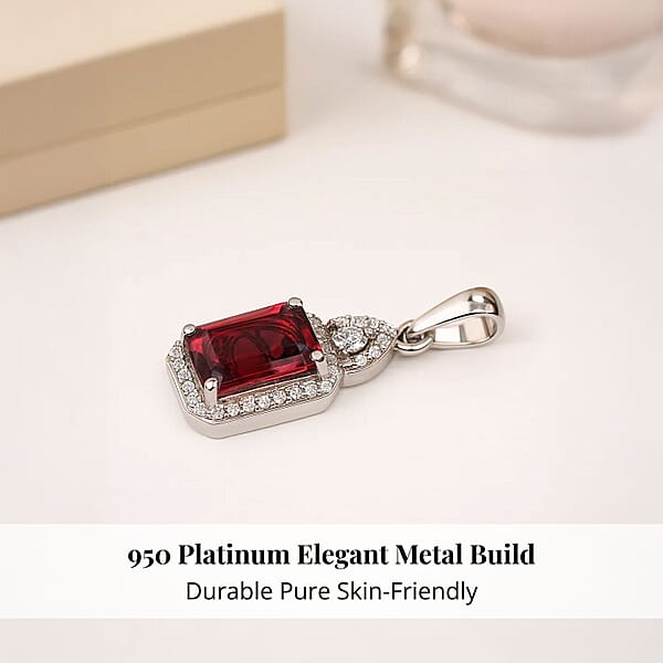 Rhapsody 950 Platinum AAAA Ouro Fino Rubellite And E-F VS Diamond Pendant Without Chain 2.40 Ctw