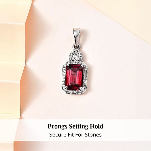 Rhapsody 950 Platinum AAAA Ouro Fino Rubellite And E-F VS Diamond Pendant Without Chain 2.40 Ctw