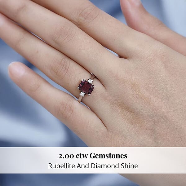 Rhapsody 950 Platinum AAAA Ouro Fino Rubellite And E-F VS Diamond Ring 5.25 Grams 2.00 Ctw