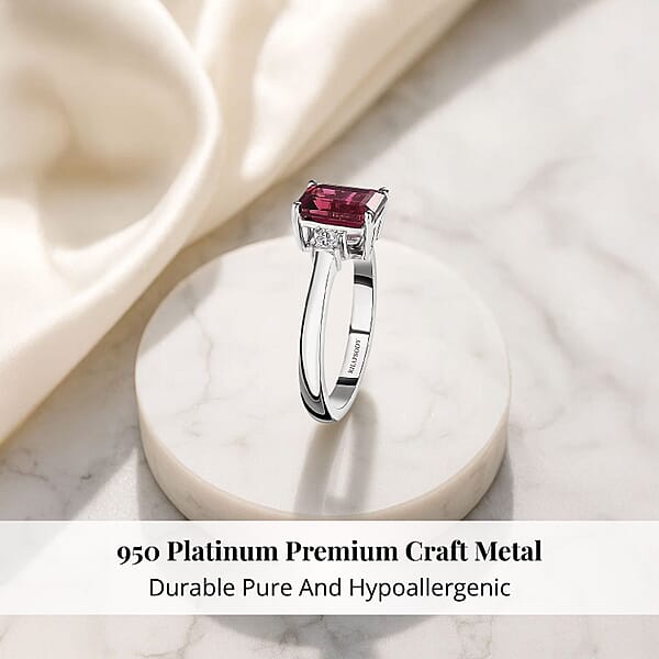 Rhapsody 950 Platinum AAAA Ouro Fino Rubellite And E-F VS Diamond Ring 5.25 Grams 2.00 Ctw