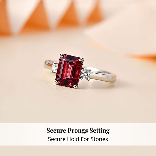 Rhapsody 950 Platinum AAAA Ouro Fino Rubellite And E-F VS Diamond Ring 5.25 Grams 2.00 Ctw