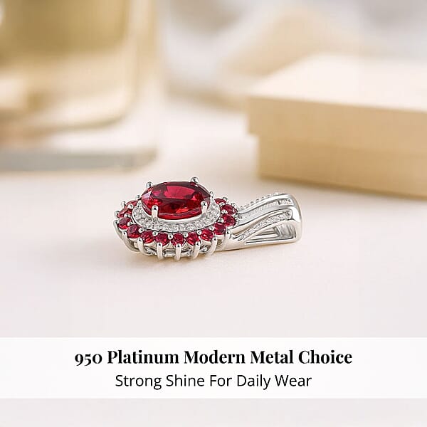 Rhapsody 950 Platinum AAAA Ouro Fino Rubellite And E-F VS Diamond Floral Pendant Without Chain 5.25 Grams 2.65 Ctw