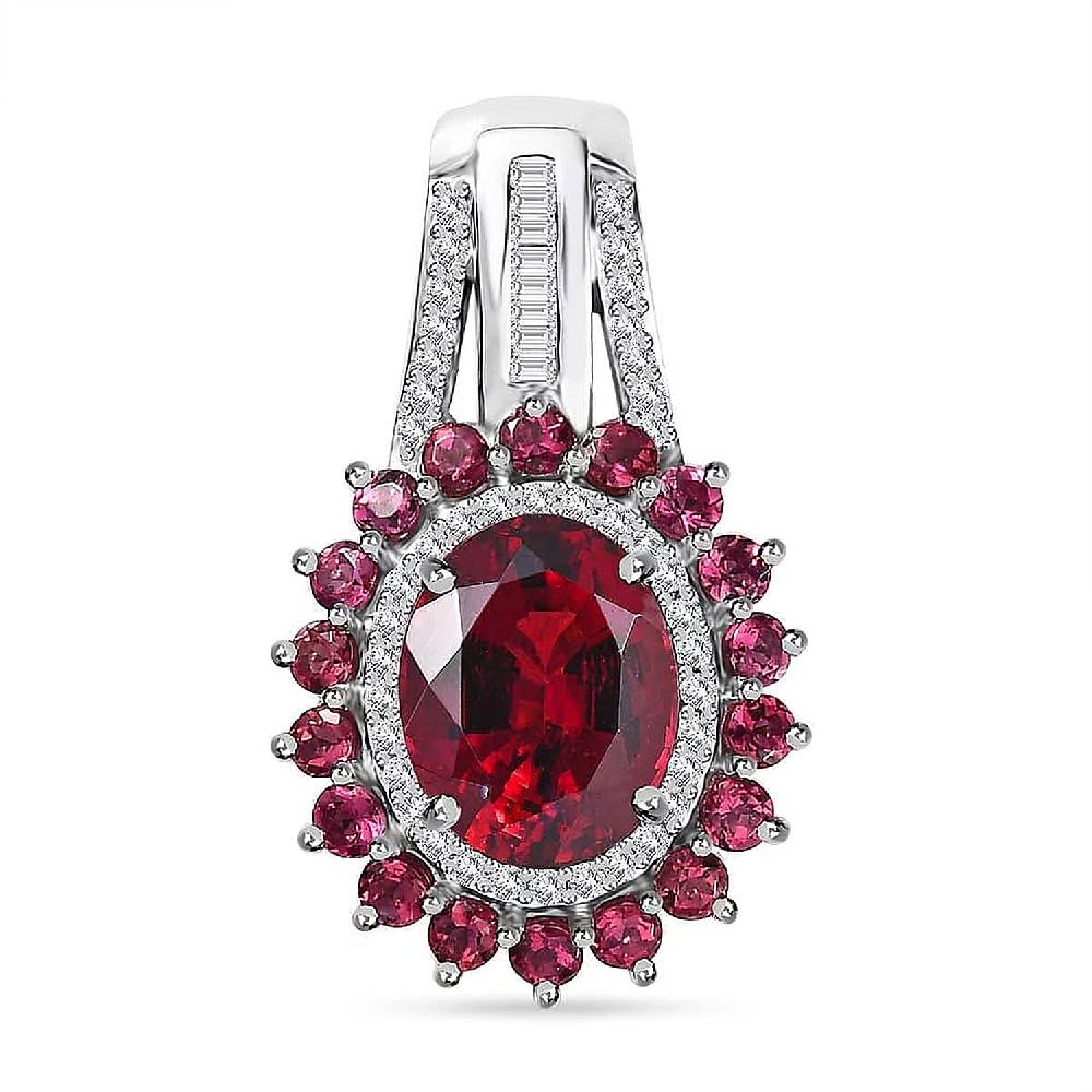 Rhapsody 950 Platinum AAAA Ouro Fino Rubellite and E-F VS Diamond Floral Pendant without Chain 5.25 Grams 2.65 ctw