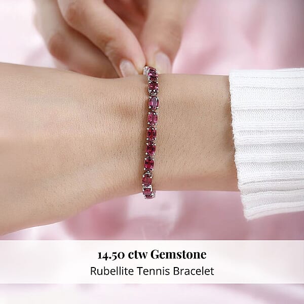 Rhapsody 950 Platinum AAAA Ouro Fino Rubellite Tennis Bracelet (7.25 In) 14.15 Grams 14.50 Ctw
