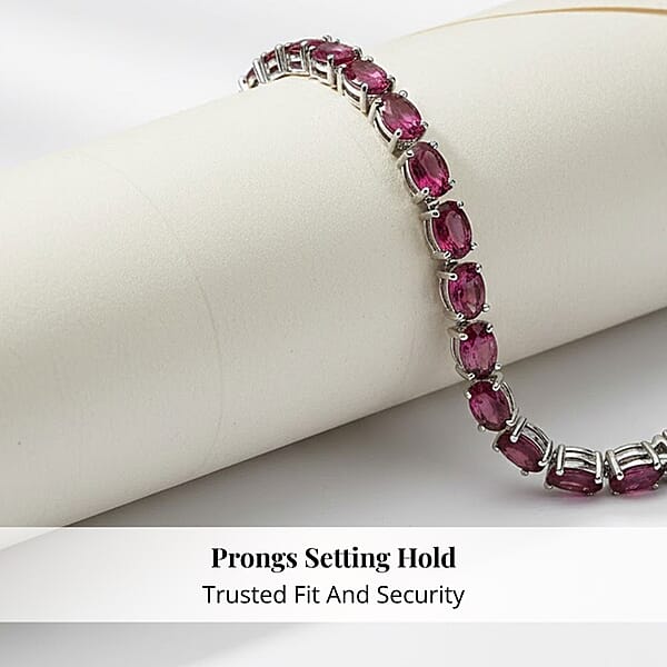 Rhapsody 950 Platinum AAAA Ouro Fino Rubellite Tennis Bracelet (7.25 In) 14.15 Grams 14.50 Ctw