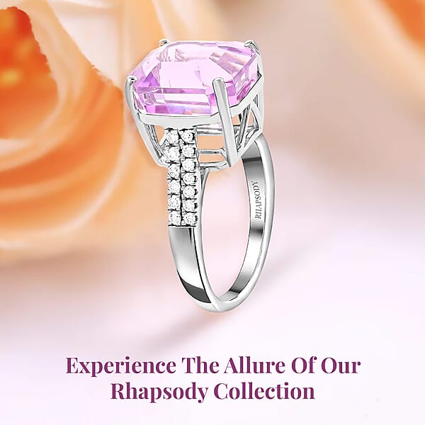 Rhapsody 950 Platinum AAAA Patroke Kunzite And E-F VS Diamond Ring 6.15 Grams 14.75 Ctw