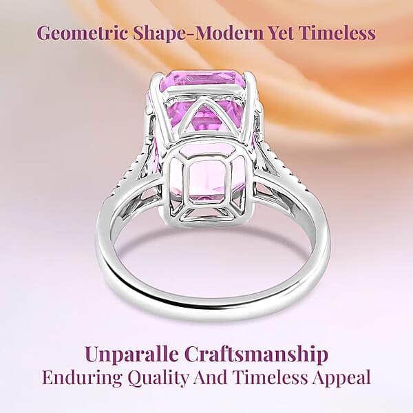 Rhapsody 950 Platinum AAAA Patroke Kunzite And E-F VS Diamond Ring 6.15 Grams 14.75 Ctw