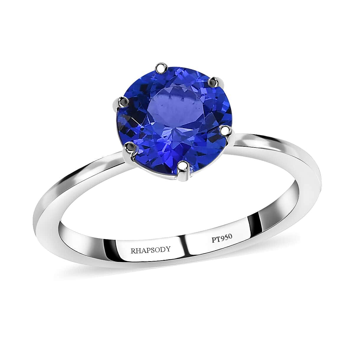 Rhapsody 950 Platinum AAAA Portuguese Cut 161 Facet Tanzanite Solitaire Ring 2.40 ctw