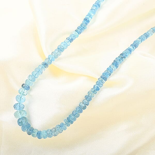 Rhapsody 950 Platinum AAAA Santa Maria Aquamarine Beaded Graduated Necklace 18-20 Inches 70.00 Ctw