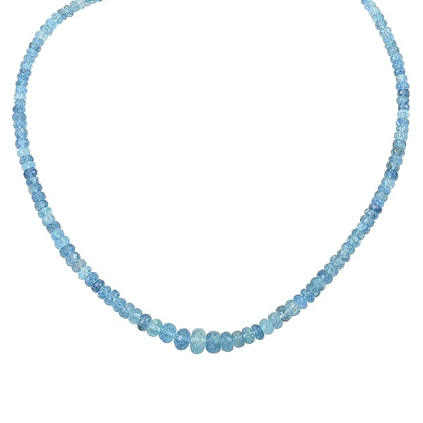 Rhapsody 950 Platinum AAAA Santa Maria Aquamarine Beaded Graduated Necklace 18-20 Inches 70.00 Ctw