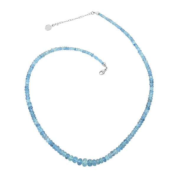 Rhapsody 950 Platinum AAAA Santa Maria Aquamarine Beaded Graduated Necklace 18-20 Inches 70.00 Ctw