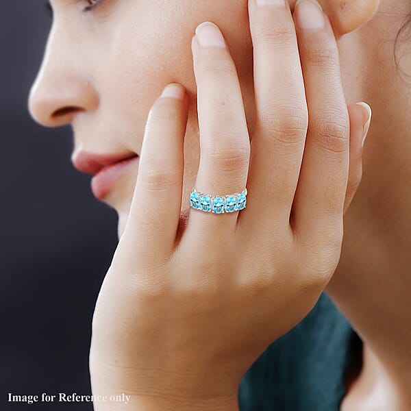 Rhapsody 950 Platinum AAAA Santa Maria Aquamarine 5 Stone Ring 5.50 Grams 4.15 Ctw (Del. In 10-12 Days)