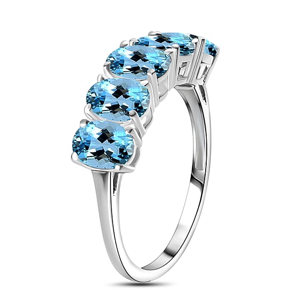 Rhapsody 950 Platinum AAAA Santa Maria Aquamarine 5 Stone Ring 5.50 Grams 4.15 Ctw (Del. In 10-12 Days)