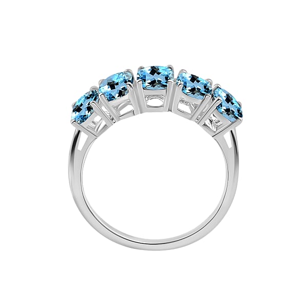 Rhapsody 950 Platinum AAAA Santa Maria Aquamarine 5 Stone Ring 5.50 Grams 4.15 Ctw (Del. In 10-12 Days)