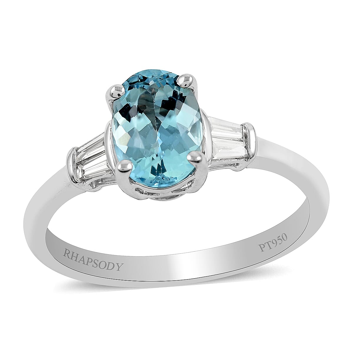 Rhapsody 950 Platinum AAAA Santa Maria Aquamarine and Diamond E-F VS Solitaire Ring 4.25 Grams 1.40 ctw