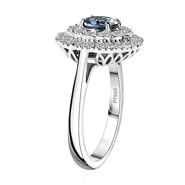 Rhapsody 950 Platinum AAAA Santa Maria Aquamarine Diamond (E-F VS) Ring 1.62 Ctw