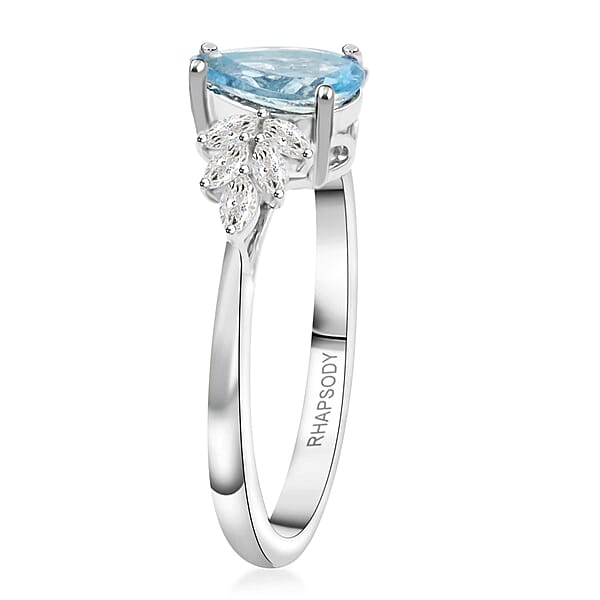 Rhapsody 950 Platinum AAAA Santa Maria Aquamarine Diamond (E-F VS) (0.25 Cts) Ring (5.65 G) 1.50 Ctw