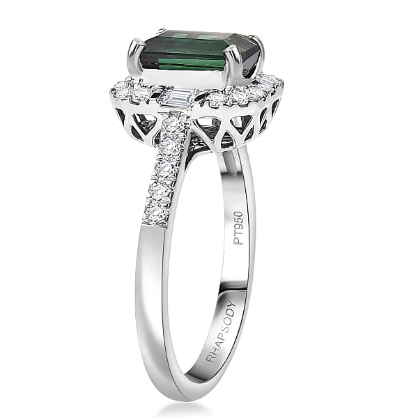 Rhapsody 950 Platinum AAAA Santa Rosa Tourmaline Diamond (E-F VS) Ring 2.43 Ctw