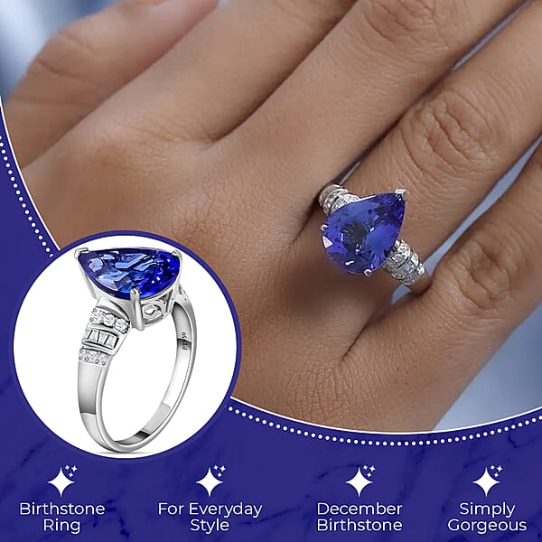 Rhapsody 950 Platinum AAAA Tanzanite And Diamond 5.85 Ctw Ring Tanzanite Ring Diamond Accents Platinum Ring 7.25 Grams