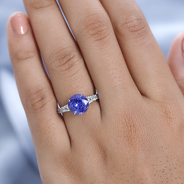 Rhapsody 950 Platinum AAAA Tanzanite And E-F VS Diamond Ring 4.90 Grams 3.20 Ctw