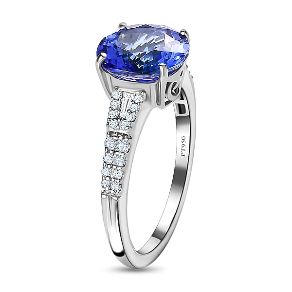 Rhapsody 950 Platinum AAAA Tanzanite And E-F VS Diamond Ring 4.90 Grams 3.20 Ctw