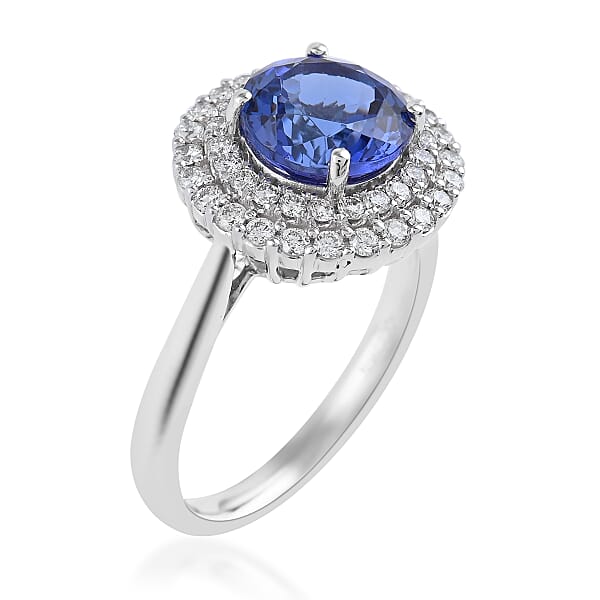 Rhapsody 950 Platinum AAAA Tanzanite And E-F VS Diamond Ring 8.23 Grams 4 Ctw