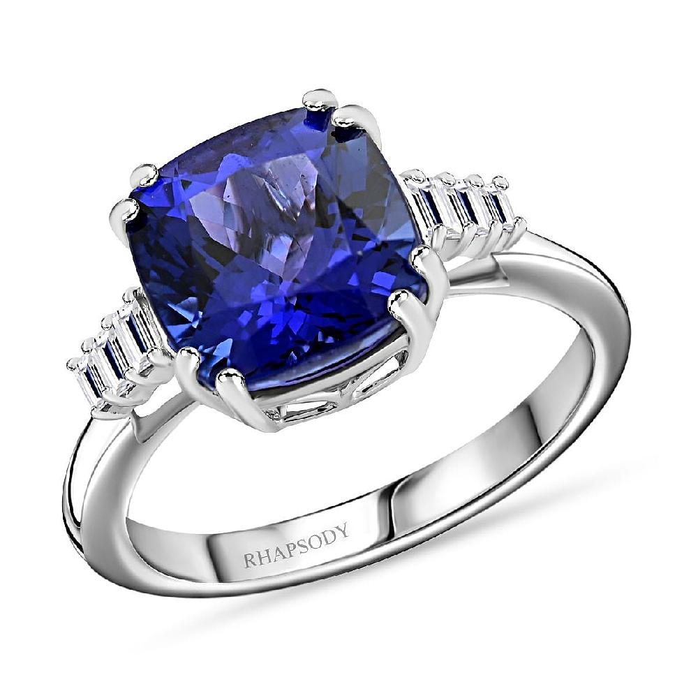 Rhapsody 950 Platinum AAAA Tanzanite and E-F VS Diamond Ring 5.40 Grams 3.75 ctw