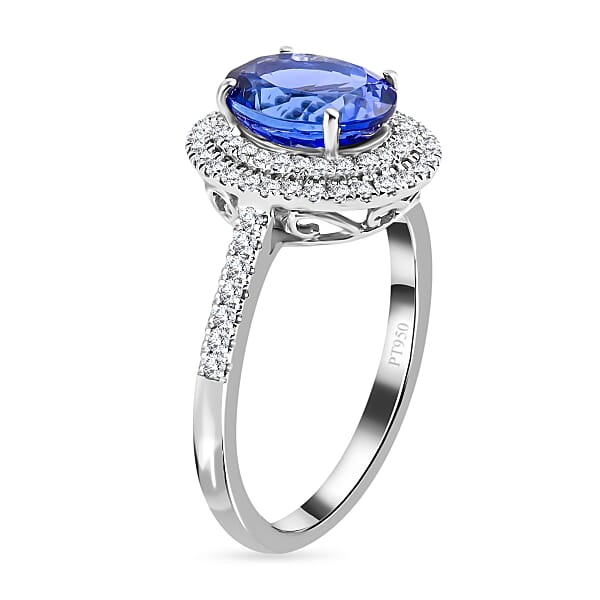 Rhapsody 950 Platinum AAAA Tanzanite And E-F VS Diamond Ring 6.13 Grams 2.60 Ctw