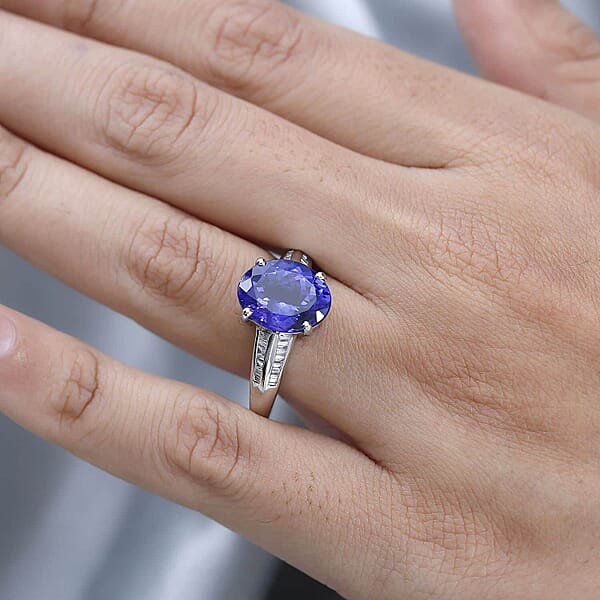 Rhapsody 950 Platinum AAAA Tanzanite And E-F VS2 Diamond Ring 7.65 Grams 5.20 Ctw