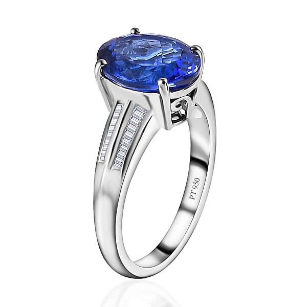 Rhapsody 950 Platinum AAAA Tanzanite And E-F VS2 Diamond Ring 7.65 Grams 5.20 Ctw