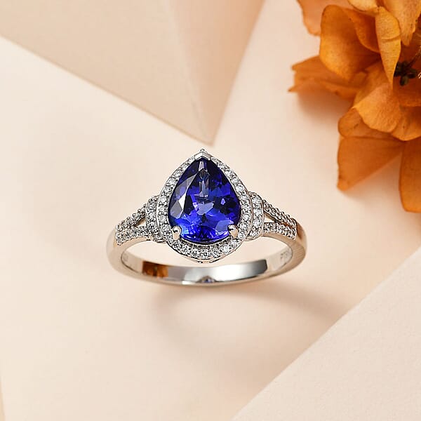 Rhapsody 950 Platinum AAAA Tanzanite And E-F VS2 Diamond Ring 6.40 Grams 3.20 Ctw