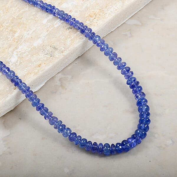 Rhapsody 950 Platinum AAAA Tanzanite Beaded Graduated Necklace 18 Inches 60.00 Ctw