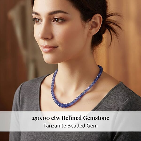 Rhapsody 950 Platinum AAAA Tanzanite Beaded Graduated Necklace 18 Inches 250.00 Ctw