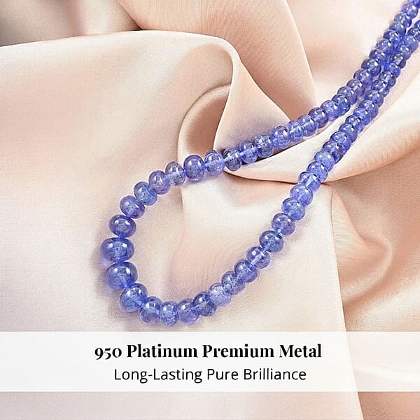 Rhapsody 950 Platinum AAAA Tanzanite Beaded Graduated Necklace 18 Inches 250.00 Ctw