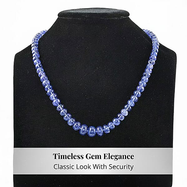 Rhapsody 950 Platinum AAAA Tanzanite Beaded Graduated Necklace 18 Inches 250.00 Ctw