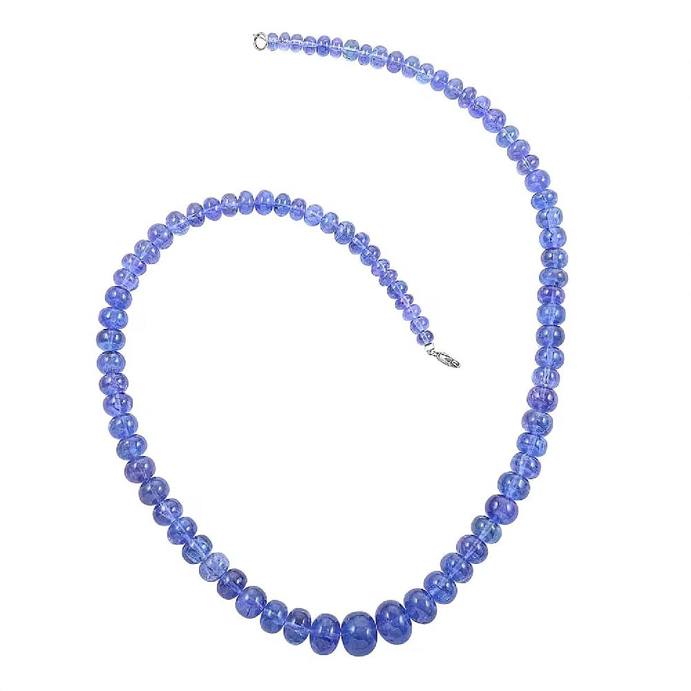 Rhapsody 950 Platinum AAAA Tanzanite Beaded Graduated Necklace 18 Inches 250.00 ctw