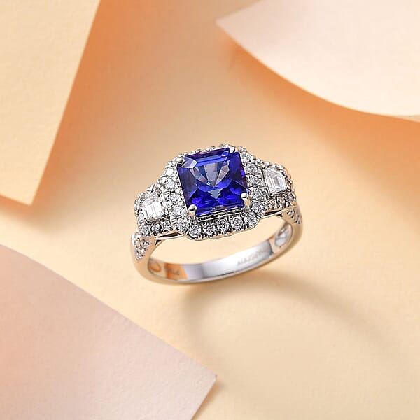 Rhapsody 950 Platinum AAAA Tanzanite Diamond (E-F VS) Ring 3.56 Ctw