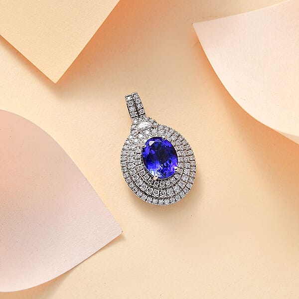 Rhapsody 950 Platinum AAAA Tanzanite Diamond (E-F VS) Pendant Without Chain 4.03 Ctw