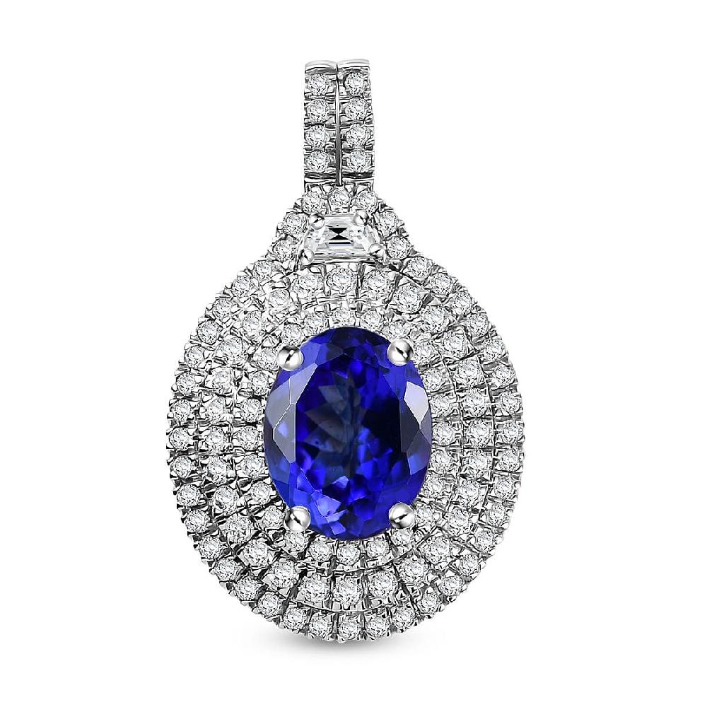 Rhapsody 950 Platinum AAAA Tanzanite Diamond (E-F VS) Pendant without Chain 4.03 ctw