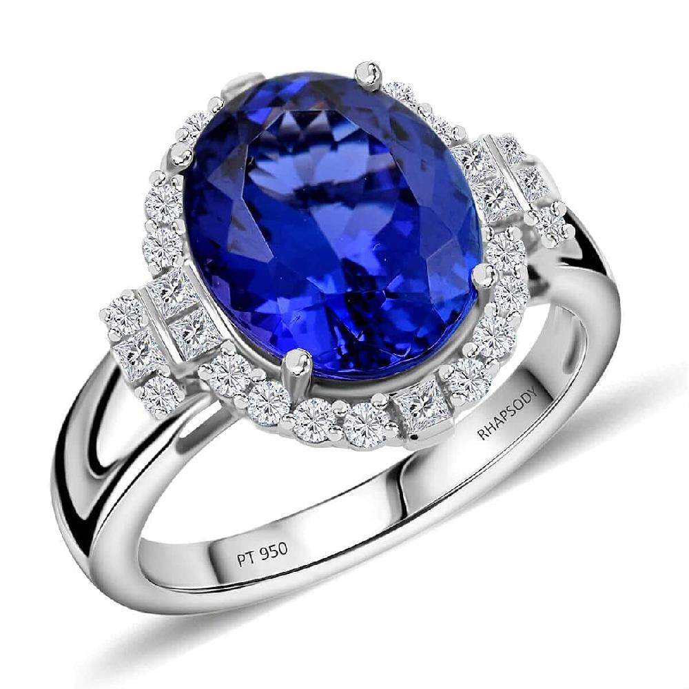 Rhapsody 950 Platinum AAAA Tanzanite Diamond (E-F VS) (0.70 cts) Ring (10 g) 7.25 ctw