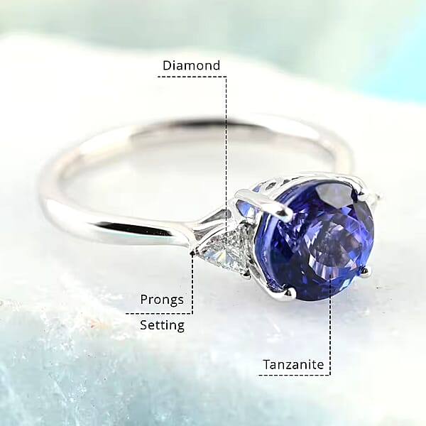 Rhapsody 950 Platinum AAAA Tanzanite Ring E-F VS Diamond Accent Ring Certified & Appraised Tanzanite Ring Trilogy Ring 950 Platinum Ring Trilogy Engagement Ring 2.10 Ctw