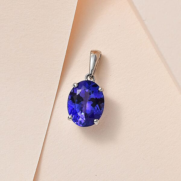 Rhapsody 950 Platinum AAAA Tanzanite Solitaire Pendant Without Chain 2.75 Ctw