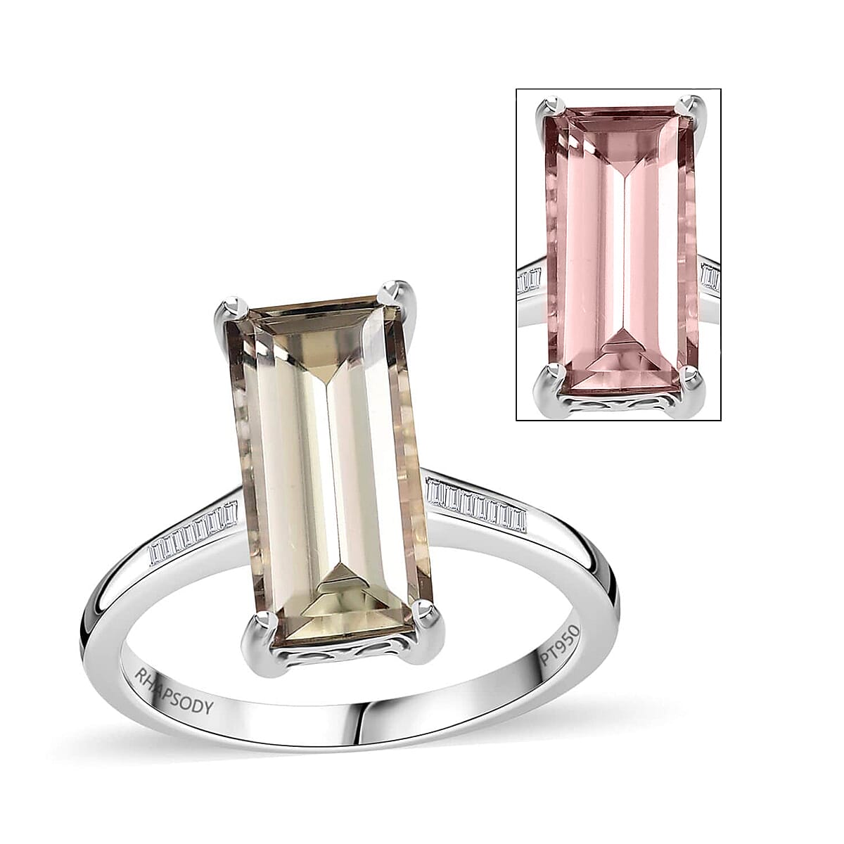 Rhapsody 950 Platinum AAAA Turkizite And E-F VS Diamond Ring 4.75 Grams 5.15 Ctw